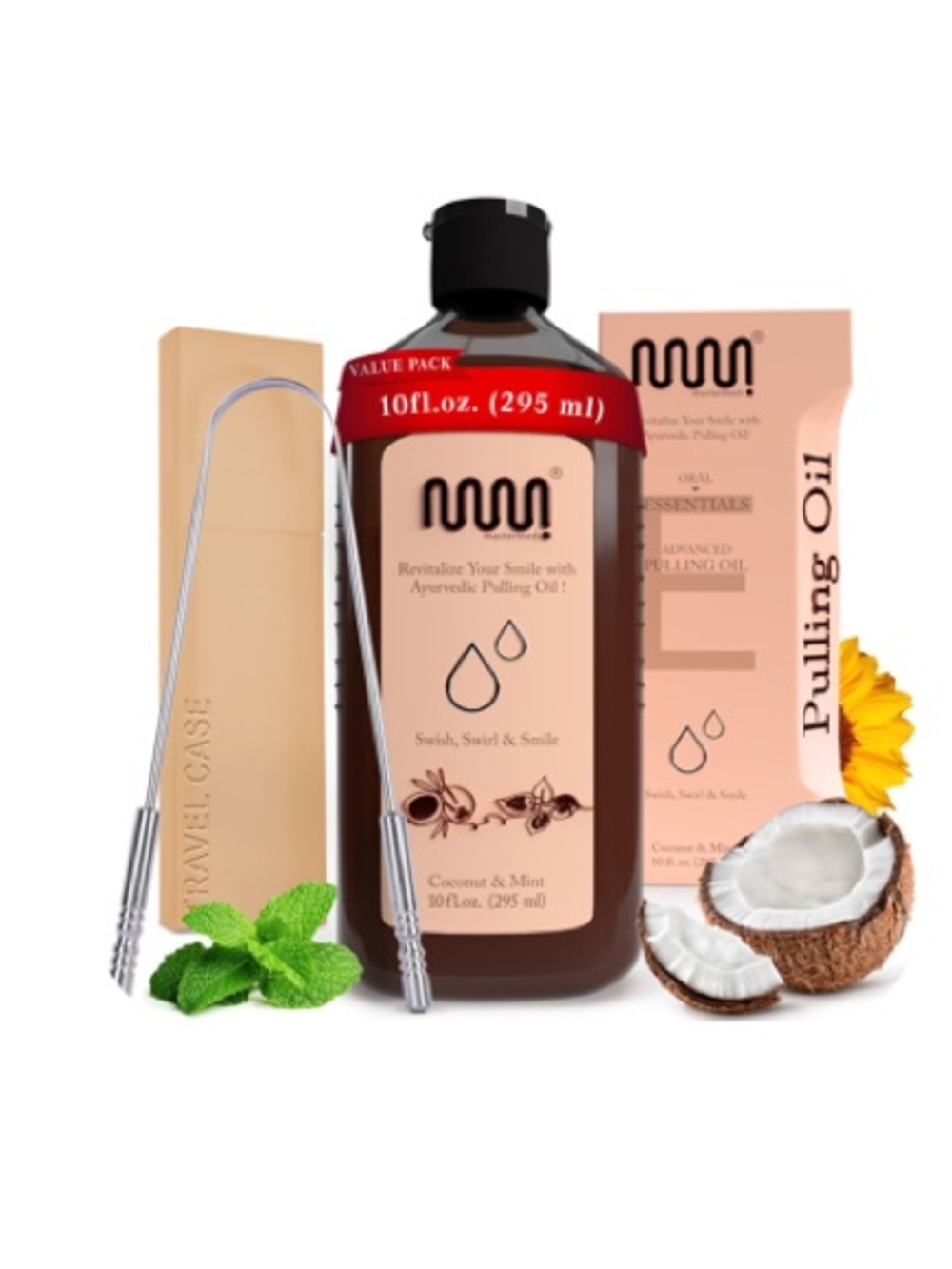 Coconut & Mint Pulling Oil - Nourishing Body & Oral Oil (peach)